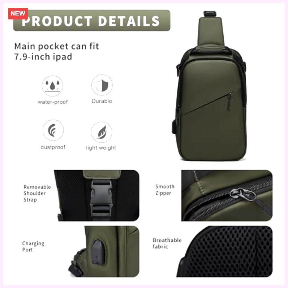 Small Canvas Crossbody Backpack, Adjustable Strap… - image 3